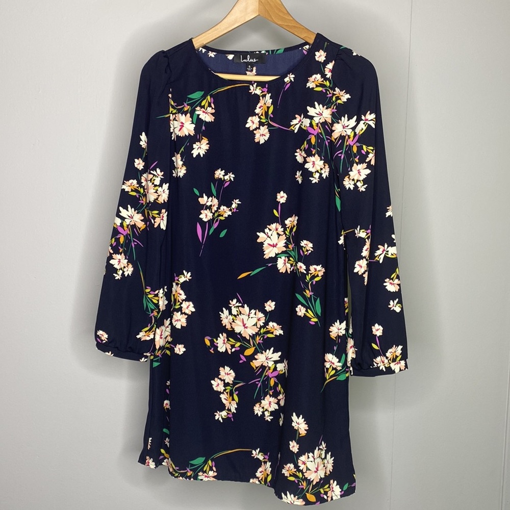 Lulu’s Herbaceous Babe Navy Floral Print Shift Dress - Picture 6 of 12